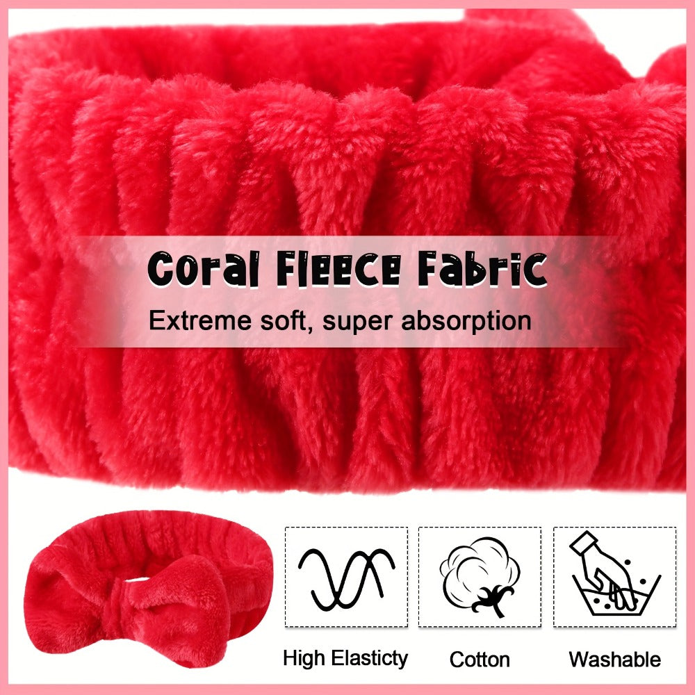 Spa Headbands for Washing Face 52 Pack Bulk Set – Soft Coral Fleece Bow Headband in 13 Colors for Women Skincare Makeup Shower Facial Slumber Party Bachelorette Salon Esthetician Supplies