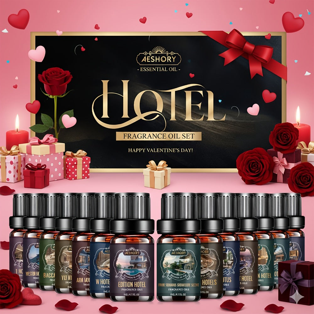 Essential Oil Diffuser Gift Set 14 Pcs – Luxury Fragrance Oils for Diffuser, Candle Making & Aromatherapy | Hotel Collection Scents