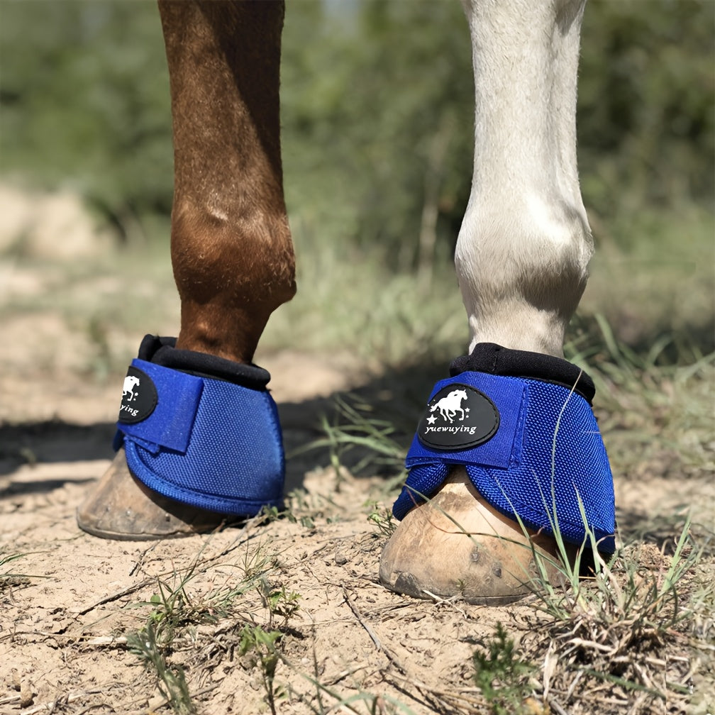 Horse Bell Boots Non-Turning Durable Protective Horseshoe Overreach Boots for Horses, Pair, S/M/L Available in Black Red White Royal Blue, Equine Hoof Protection Riding Gear