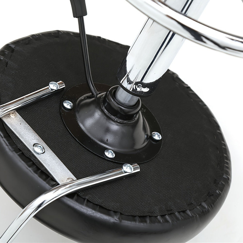 Cushioned Salon Stool with Backrest & Adjustable Height 18.9"-22.8" - Round 360° Swivel Chair for Hair Salon Spa Barbershop Office Home, Chrome Base, Black