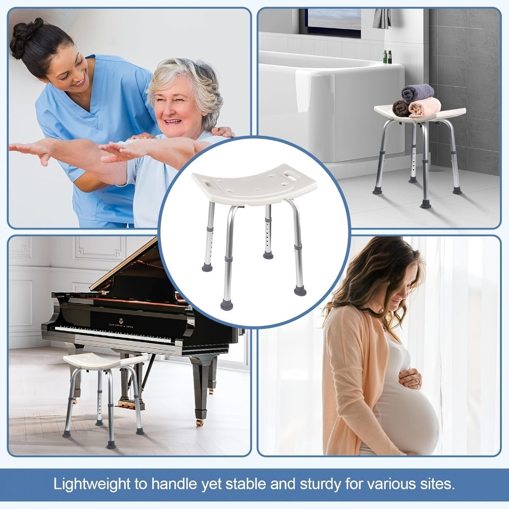 Shower Bench with Suction Feet – Adjustable Non-Slip Bath Stool, 350 LBS Capacity, Rust-Proof Aluminum, Medical Grade Bath Seat for Seniors, Adults & Disabled, Fits Showers & Tubs