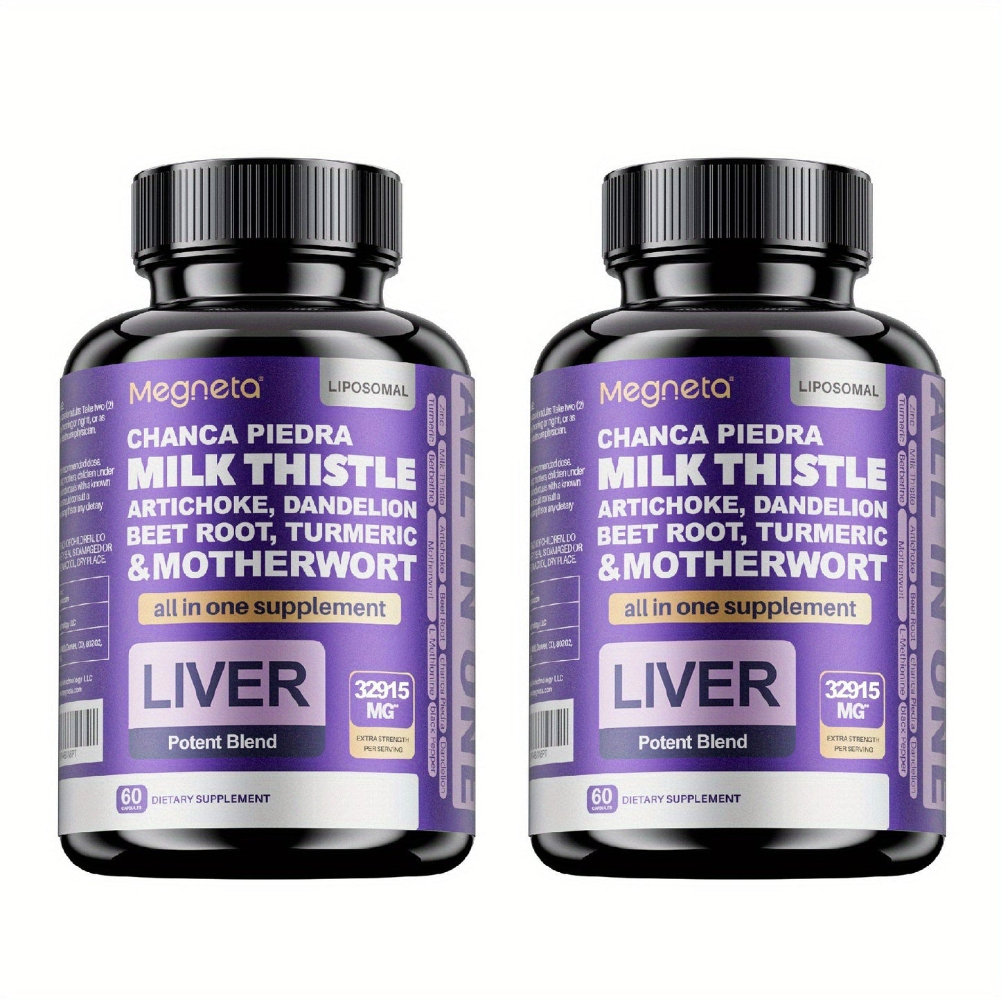 Liver Wellness Supplement 60 Capsules – 24,000mg Milk Thistle, Turmeric & Dandelion Root – Herbal Liver Cleanse & Detox Support Formula – 30 Servings Daily Health Supplement