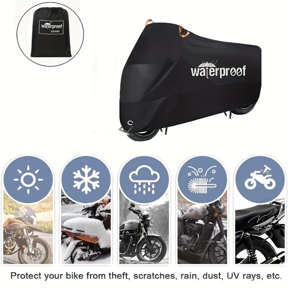 Motorcycle Cover Heavy Duty 210D - Waterproof, UV & Tear Resistant Motorbike Cover with Lock Holes | All-Weather Outdoor Protection