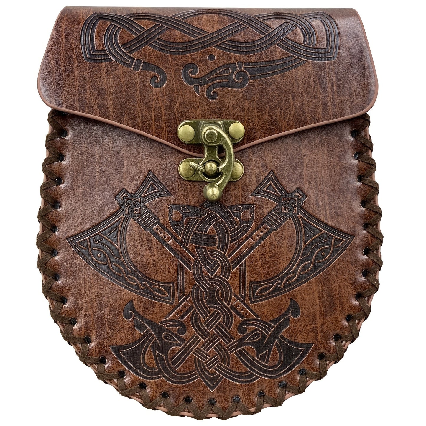 Viking Faux Leather Waist Bag Medieval Belt Pouch Handmade Retro Style – LARP Renaissance Faire Cosplay Stage Prop Costume Accessory for Men Women, Multiple Designs