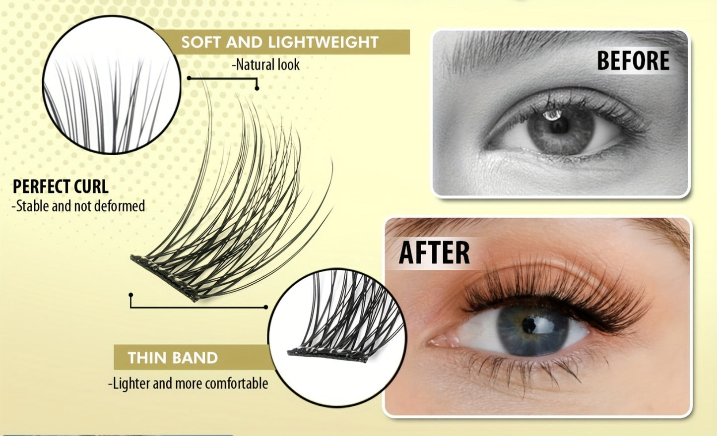 156Pcs No-Glue Lash Clusters Kit — Self-Adhesive Pre-Glued DIY Eyelashes with 2 Tweezers, Reusable Natural Look Cluster Lashes, No Remover No Residue False Eyelash Extension Kit for Women Beginners