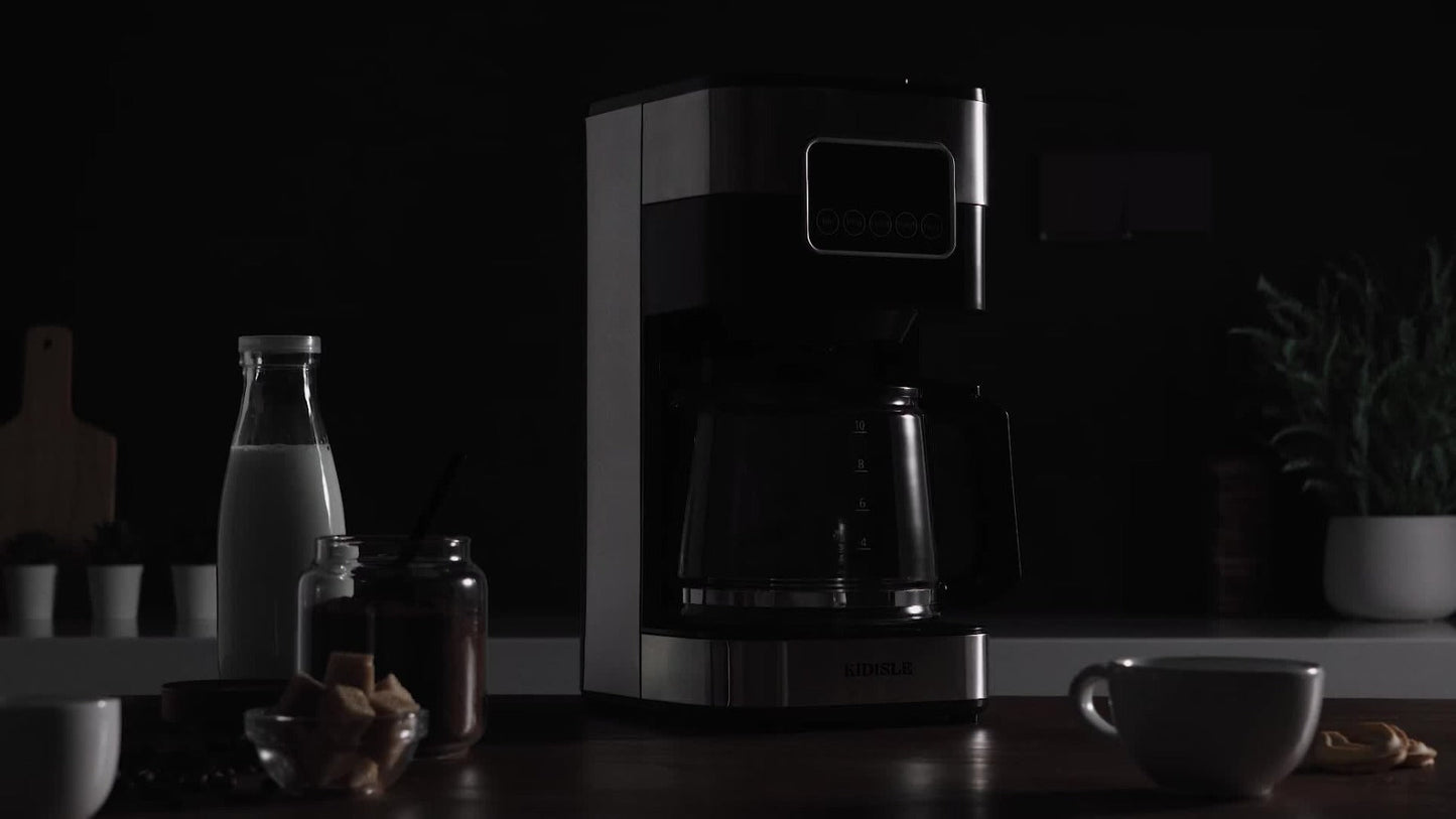 Programmable Drip Coffee Maker 10-Cup Touchscreen Pause and Serve Stainless Steel Carafe Keep Warm Auto Shut-Off for Home Kitchen Office Black