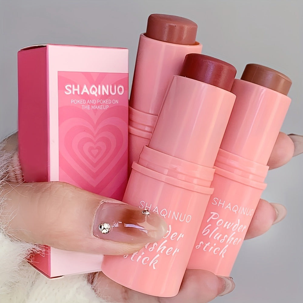 Cream Blush Stick Set 3-Piece | Blendable Cream-to-Powder Blusher | Matte & Shimmer Cheek Color | No-Brush Finger-Blend | Travel-Friendly Makeup Kit for All Skin Tones