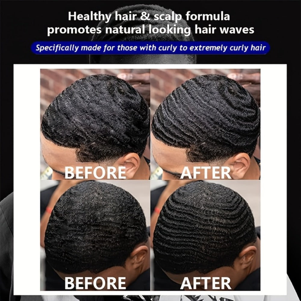360 Wave Pomade for Men — Strong Hold Non-Greasy Hair Styling Cream for 360 Waves & Layered Wave Patterns, Silky Shine Natural Wave Grease for Soft Touchable Defined Waves