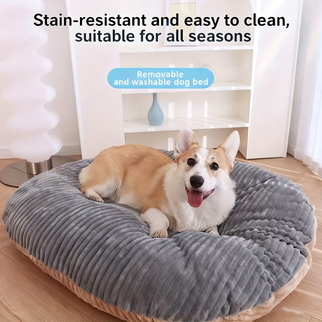 Large Dog Bed Washable Orthopedic Pet Bed – Machine Washable, Bite Resistant, Anti-Slip, All Season Comfort for Medium & Large Dogs, Removable Cover