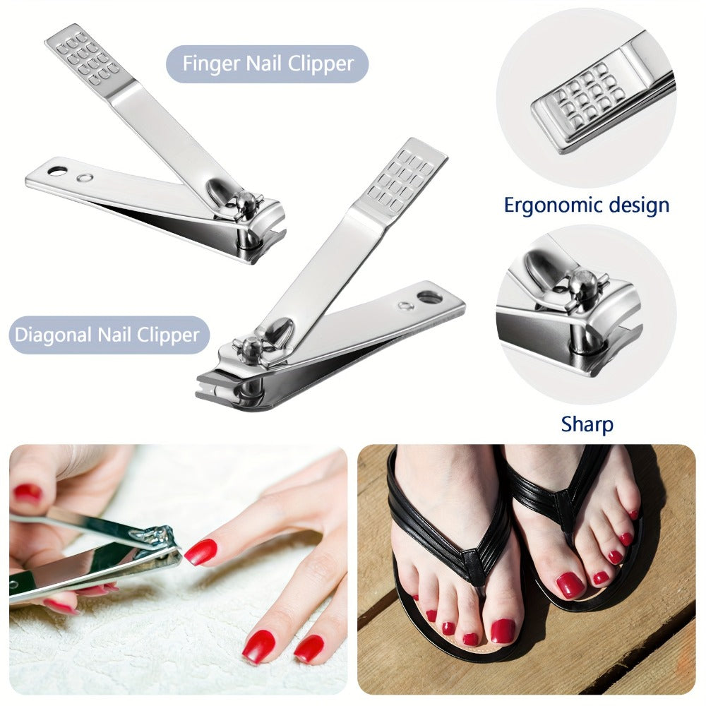 Bulk Nail Clipper Set 50 Pack 8-in-1 Stainless Steel Manicure Pedicure Kit with Portable Travel Case – Professional Grooming Tools Gift Set for Men Women Family Corporate Employees Clients