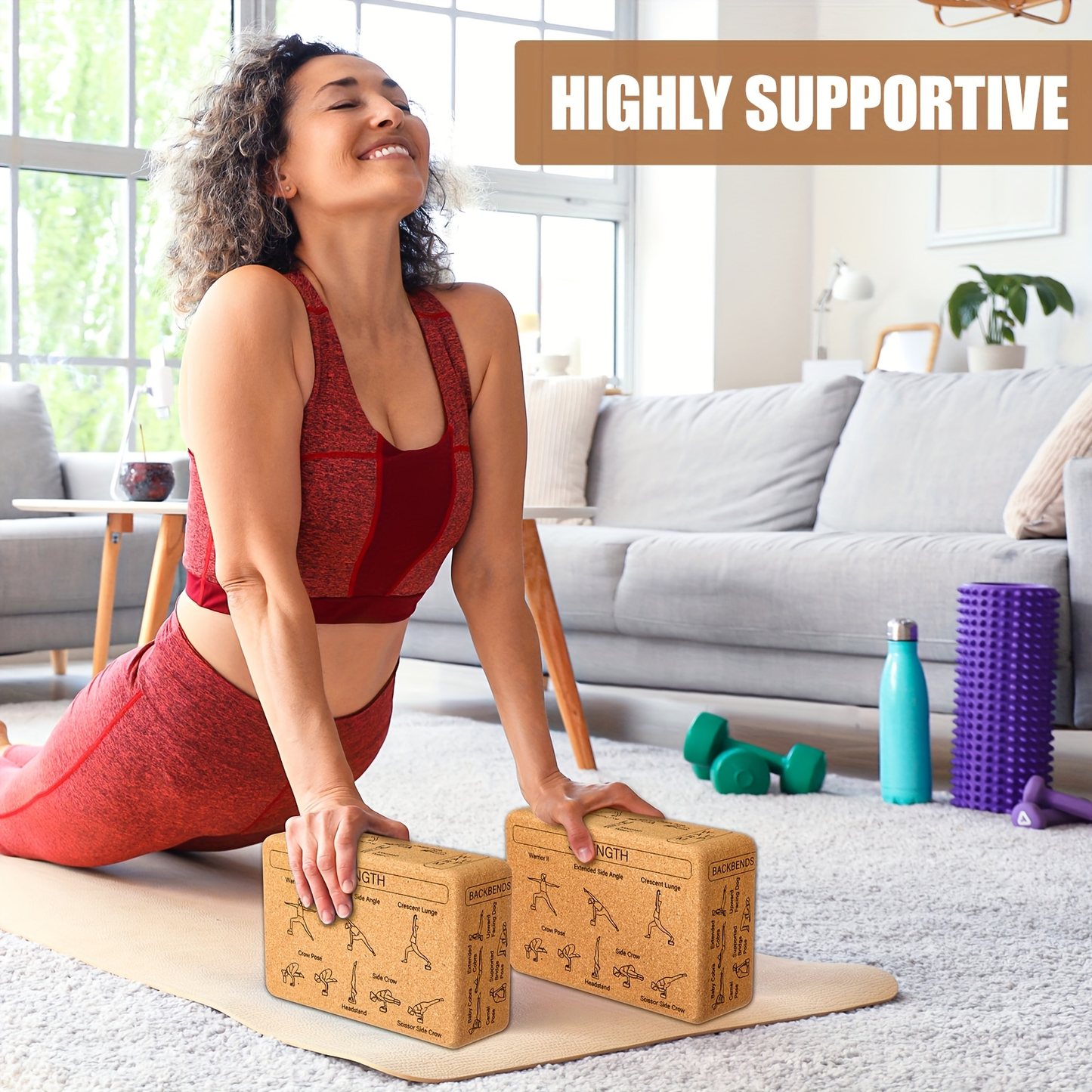 Cork Yoga Blocks 2 Pack – High-Density Non-Slip Cork Yoga Brick Set for Support, Balance & Flexibility, Suitable for Beginners & Advanced Yogis, Pilates & Stretching Aid