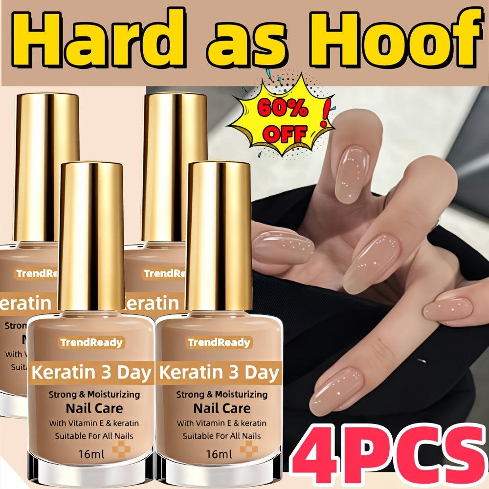 Nail Strengthener 4-in-1 Keratin Protein Hardener for Weak Splitting & Breaking Nails – Fast Dry Alcohol-Free Nail Care Oil Instant & 3-Day Repair Manicure Treatment 2pcs & 4pcs