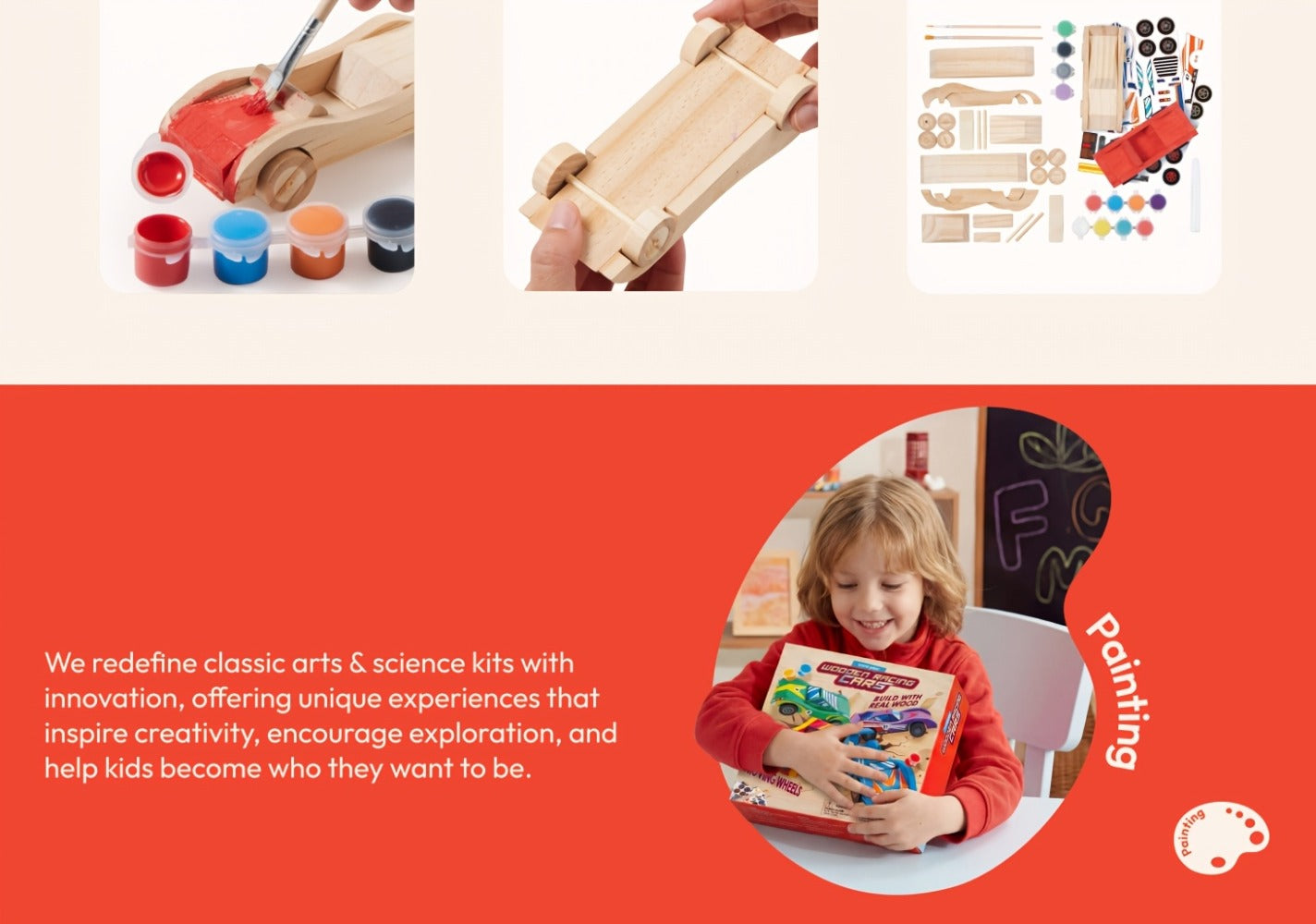 DIY Wooden Race Cars 4pcs Build & Paint Kit for Kids Ages 8+ – 44 Pre-Cut Pieces 12 Colors Racing Stickers, Paint Your Own Wood Craft Toy STEM Arts Crafts Birthday Gift for Boys Girls