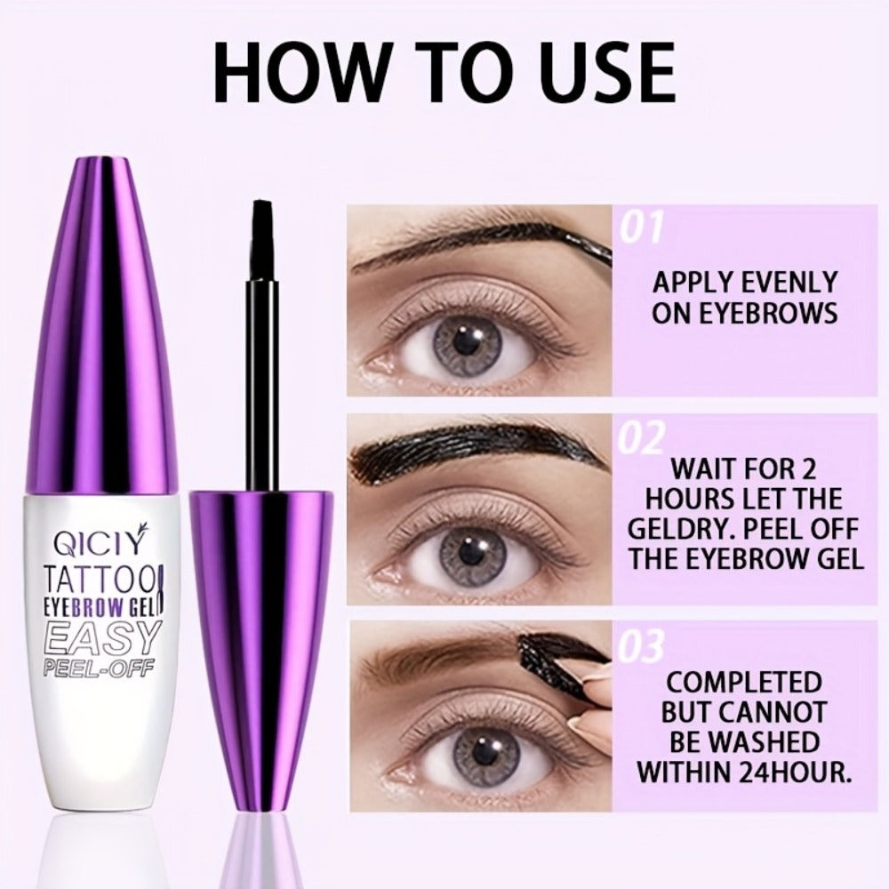 Eyebrow Tint Gel 4-Pack Semi-Permanent Tattoo Brow Gel Waterproof Peel-Off — Long-Lasting with Plant-Based Squalane, 4 Shades for All Skin Types, Defined Natural Brows