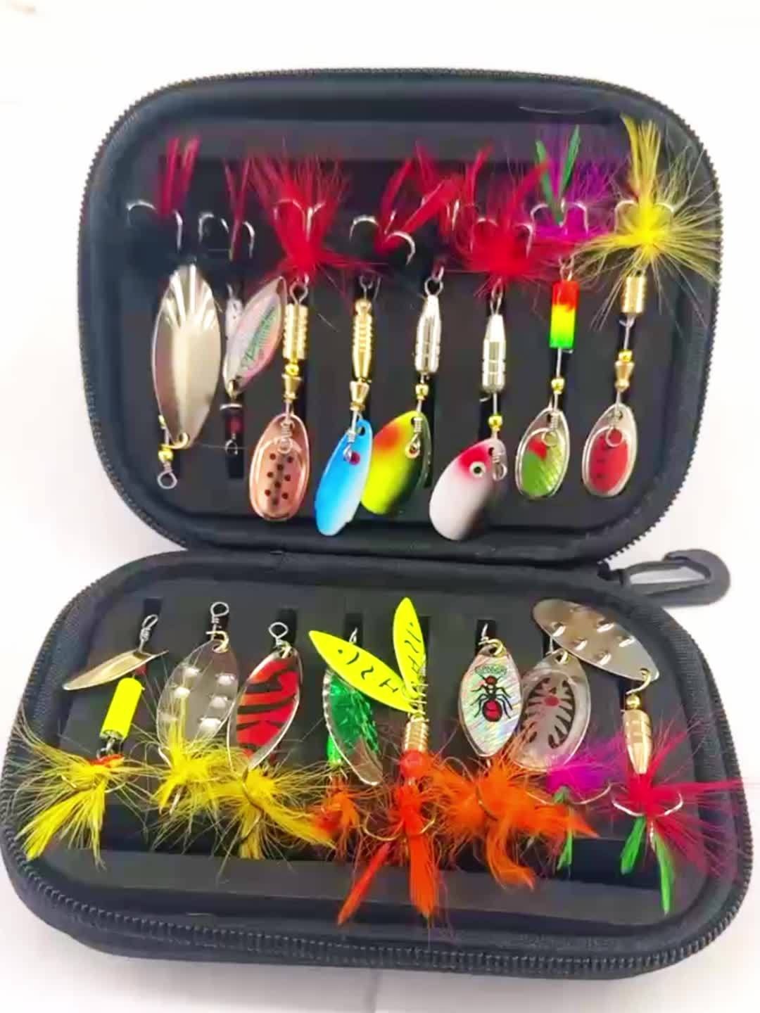 Metal Spoon Fishing Lures 16pcs – Spinner Bait Kit for Pike, Bass & Trout | Saltwater & Freshwater Artificial Lures with Tackle Storage Box