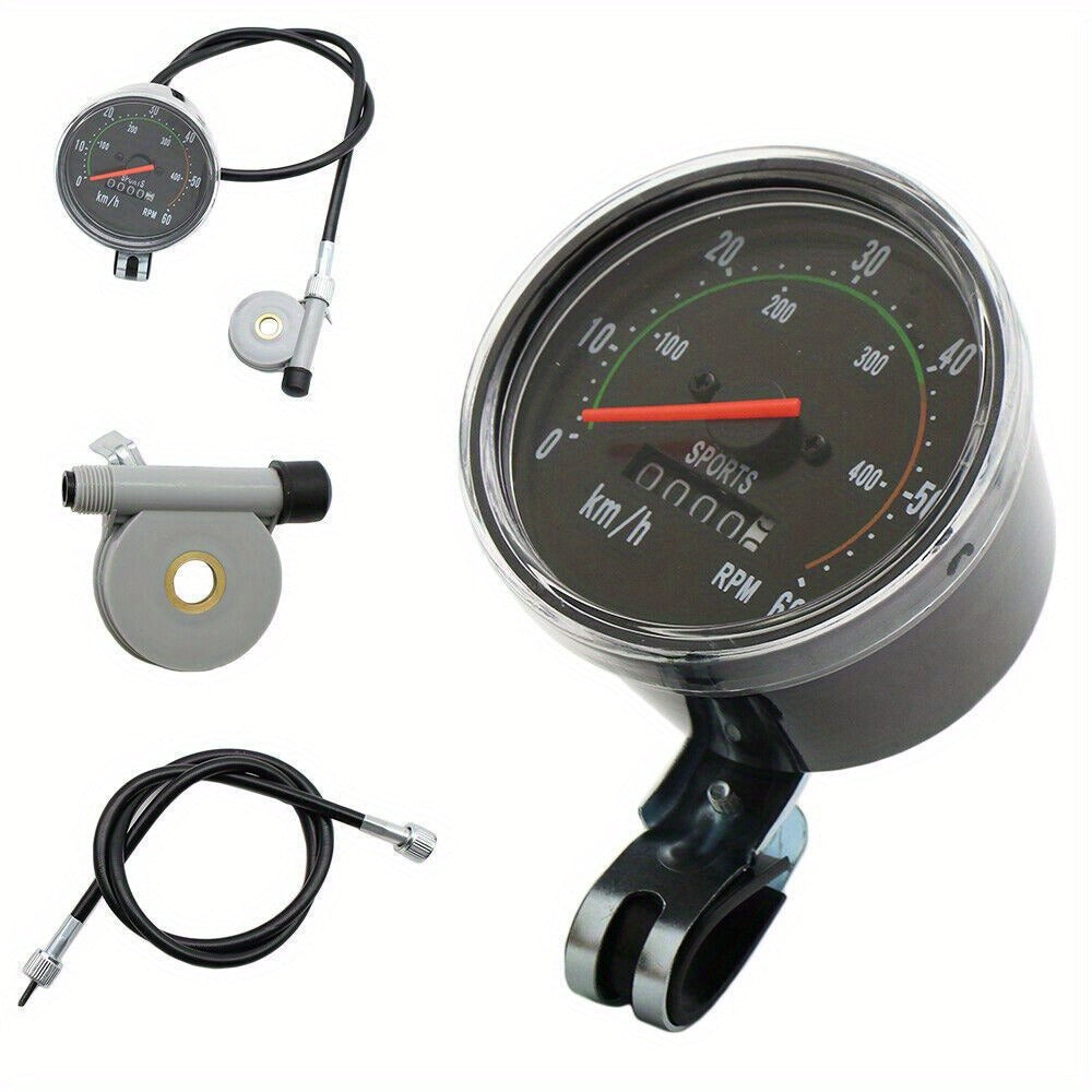 Bicycle Speedometer Classic Chrome Bezel Kit - Black, Left/Right Mountable, Fits 26/27.5/28/29 Inch Handlebars, General Bike & Exercycle