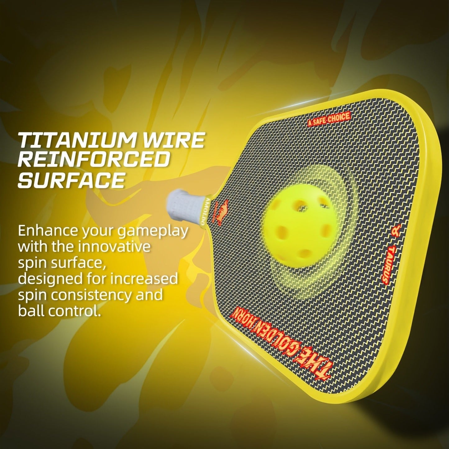 Titanium Pickleball Paddle 16mm Wire Woven Surface PP Honeycomb Core Hot Pressed Power Control Spin Pickleball Racket for Beginner Intermediate Advanced