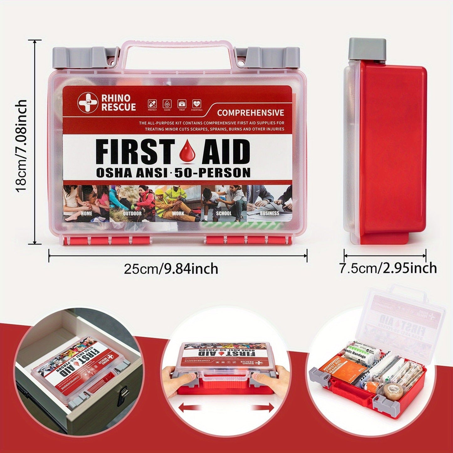 266 Piece First Aid Kit All-Purpose – Home, Office, Car, Travel & Camping Emergency Supplies, FSA HSA Eligible, Comprehensive Trauma Kit for School, Outdoor & Workplace Safety