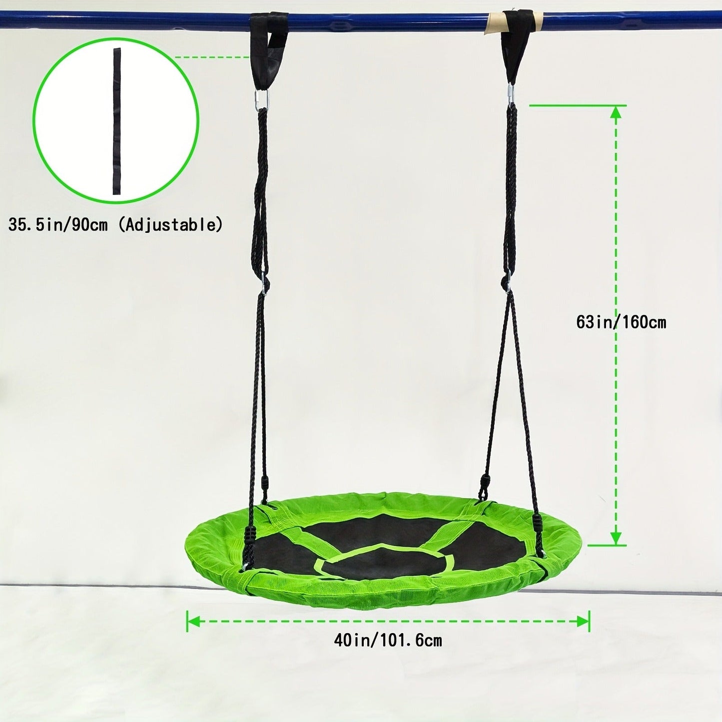 Kids Disc Swing 40 Inch – Anti-Slip Tree Swing with Adjustable Straps Powder Coated Frame Indoor Outdoor Play