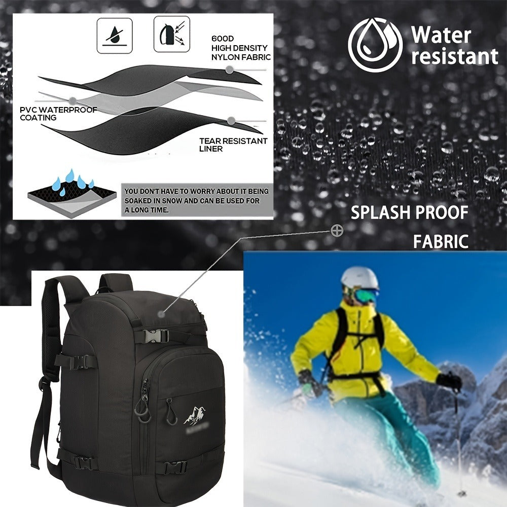 Ski Boot Bag Snowboard Backpack 40-50L Large Capacity Snow Gear Bag for Skiing Helmet Goggles Gloves Snowboard Accessories Winter Sports Equipment Bag Black