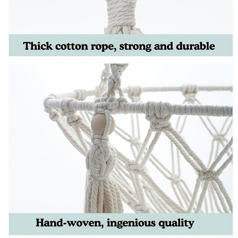 Hand-Woven Rope Cat Hammock & Swing Bed – Indoor Cat Nest Basket for 1-2 Cats, 11.81" & 15.75" Diameter