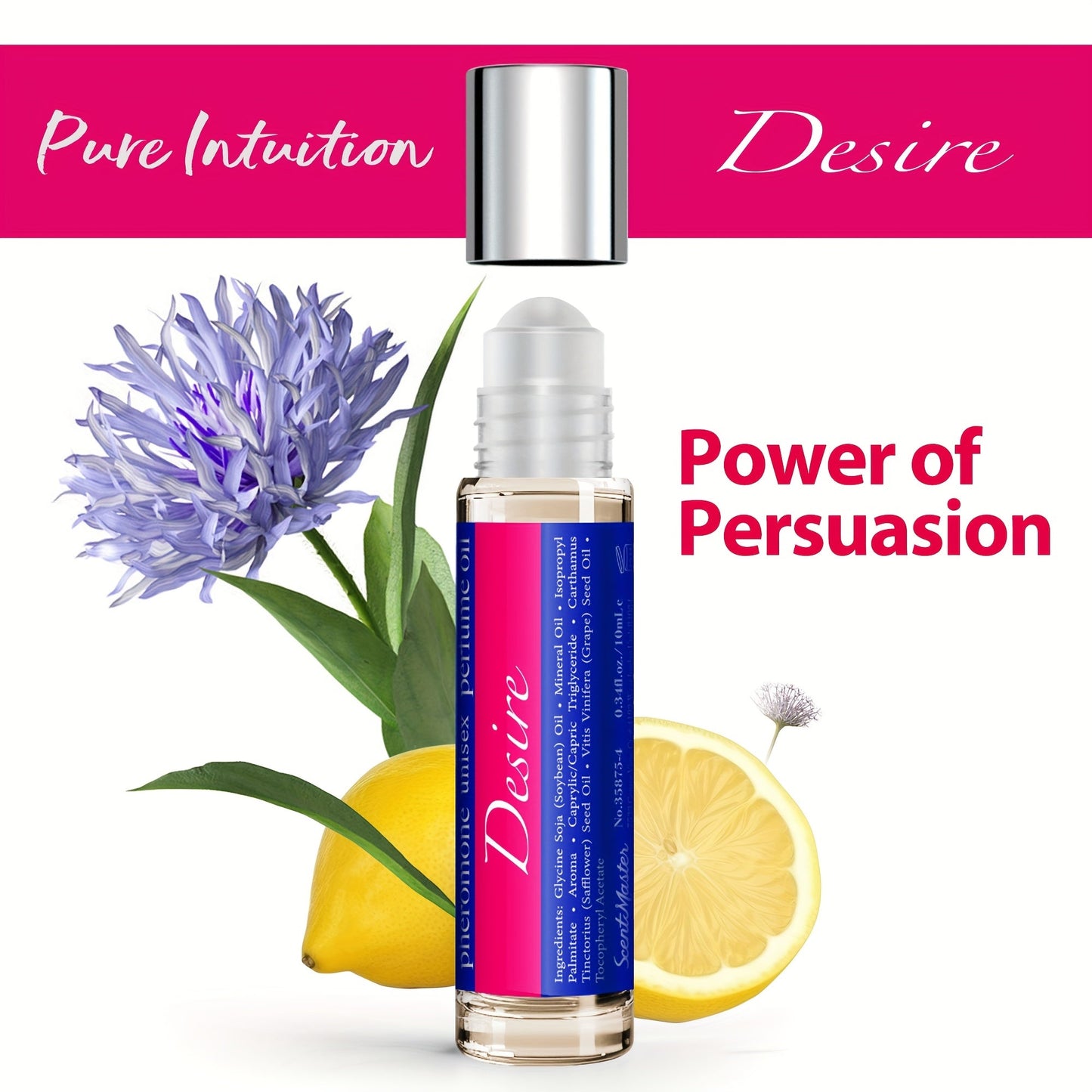 Pheromone Perfume Oil for Women Alcohol-Free Floral Fruity Attract Fragrance 0.34 oz - Unisex Roll-On Cologne Oil, Long Lasting Skin-Safe Scent, Blue Pink Desire Styles Gift