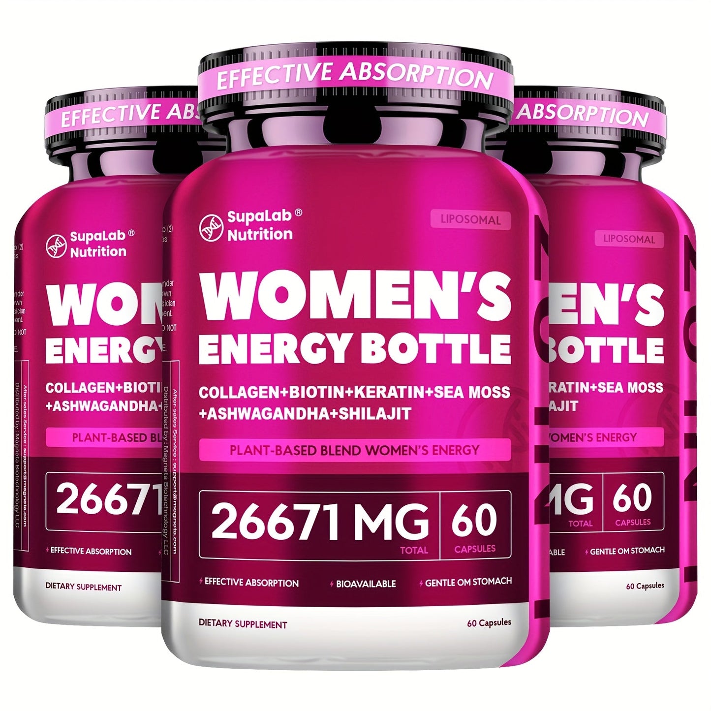 Women's Multivitamin 20-in-1 with Sea Moss, Shilajit & Ashwagandha — Daily Energy, Hormonal Balance, Immune Support, Hair Skin Nails & Sleep, 60 Capsules 26671mg Per Serving for Women