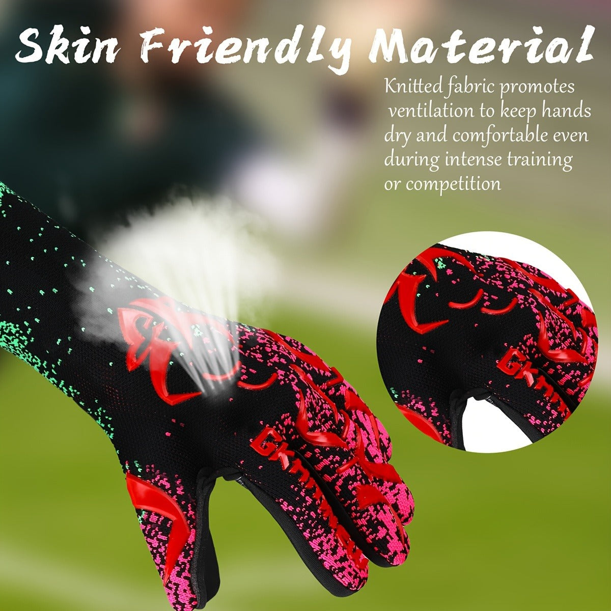 Soccer Goalkeeper Gloves Strong Grip Breathable Sizes 6-10 with Carry Bag