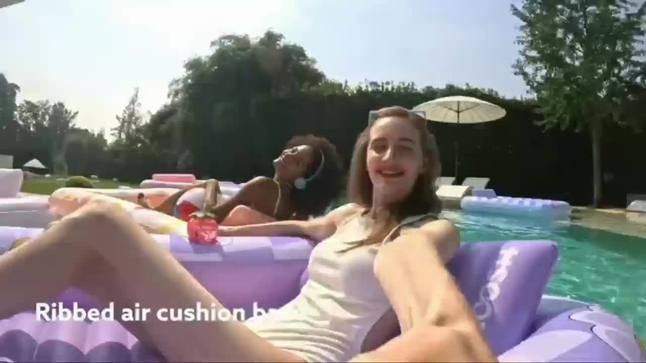 Tanning Pool Float 4-in-1 – Inflatable Sunbathing Lounger with Detachable Pillow, Cup Holder & Wrap Rope, Water-Filled Sun Tan Tub Raft for Adults, PVC