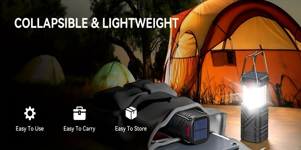 IPX5 Waterproof Camping Lantern 4 & 8 Pack – Rechargeable LED, 1200mAh Solar & USB, 3 Power Ways, Hurricane Flashlight Lantern for Emergency, Power Outage & Outdoor Camping