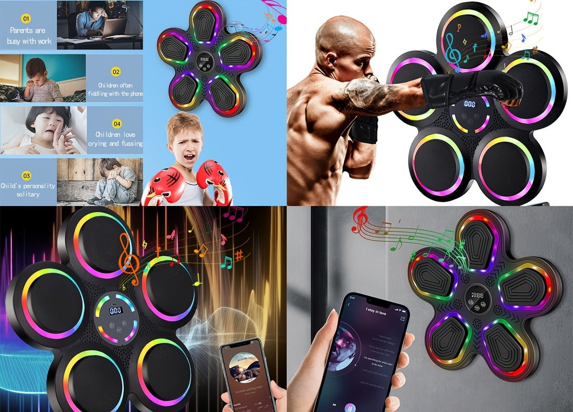 Wall-Mounted Music Boxing Machine – Smart LED Rhythm Trainer with Boxing Gloves, Touch Screen & Surround Sound for Home & Gym