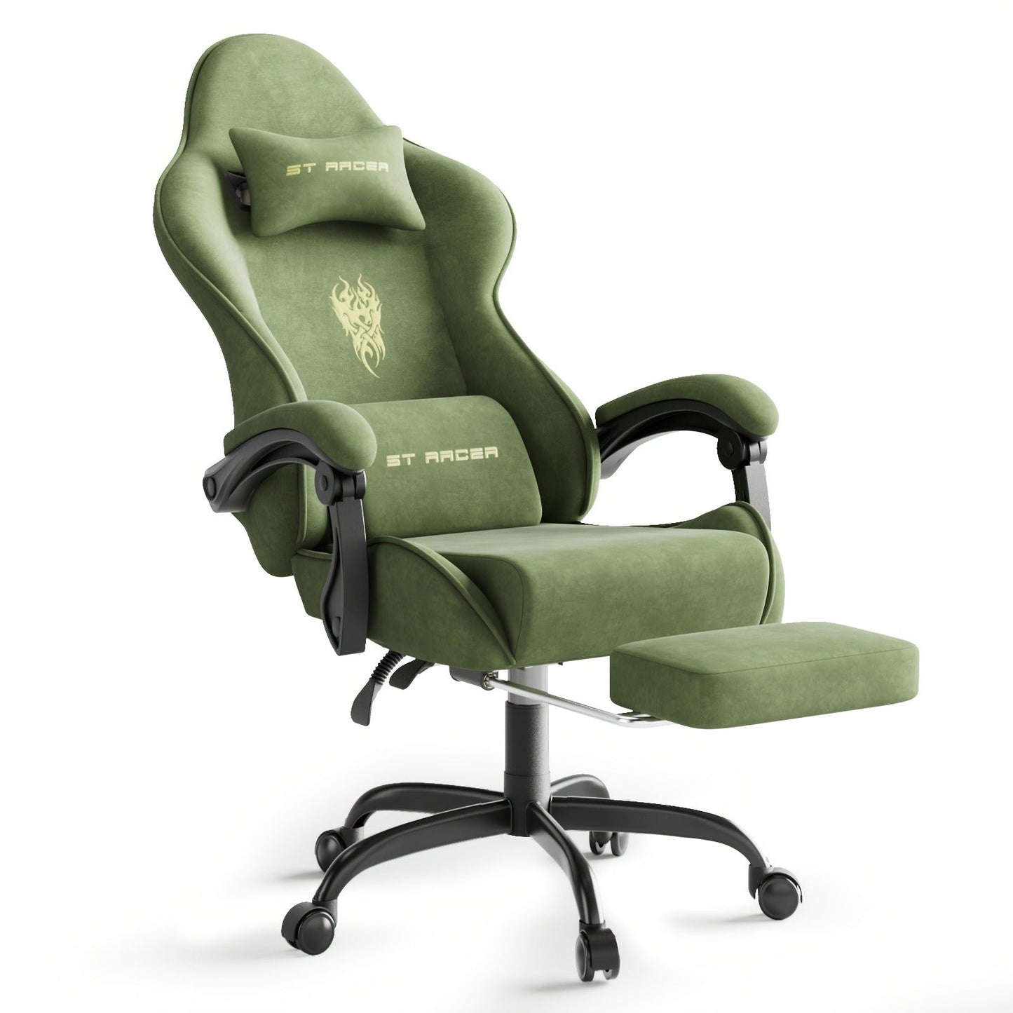 Gaming Chair Ergonomic Esports Chair – Skin-Friendly PU Leather, Thickened Board, Linkage Armrest, Adjustable Footrest & Headrest, Multi-Angle Reclining Office Game Chair, Solid Color, Black or Red