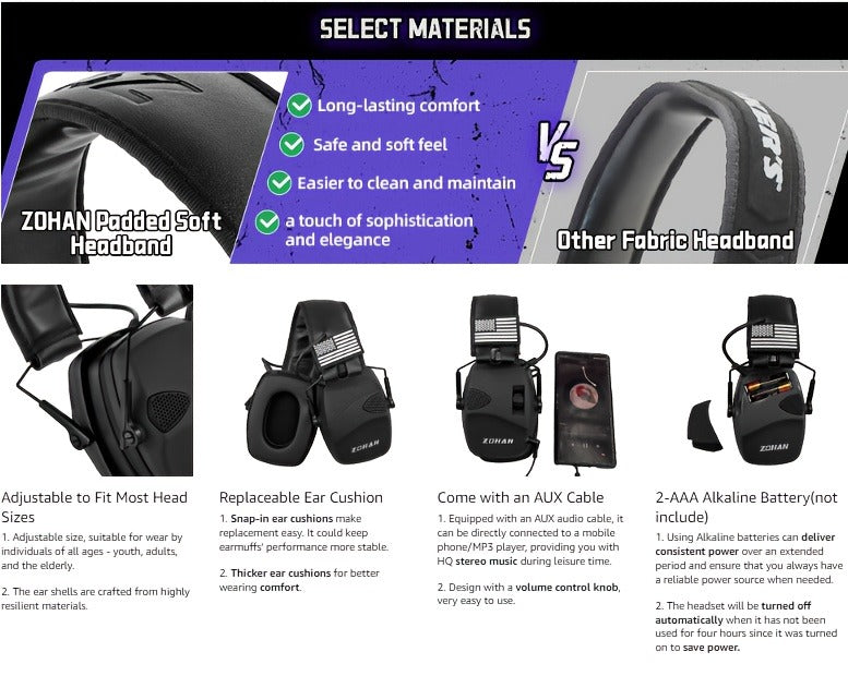 Electronic Shooting Earmuffs NRR 23dB – Sound Amplification
