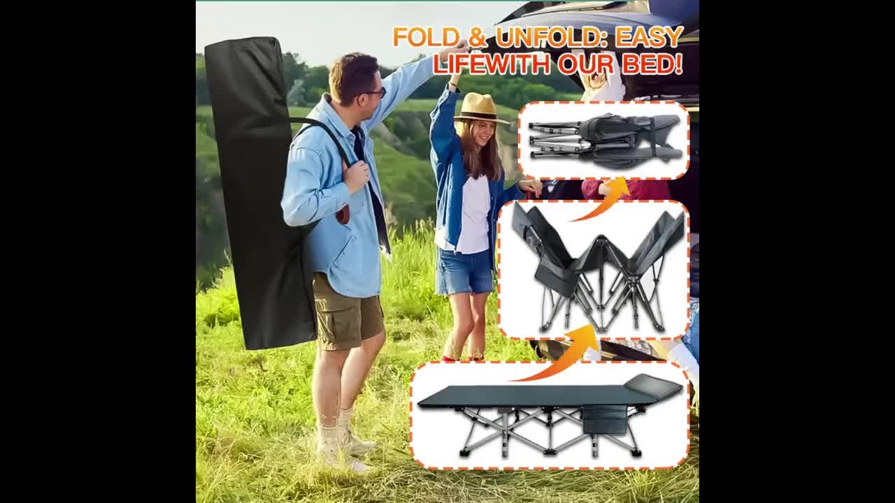 Heavy Duty Folding Bed 500 600 700 LBS Capacity Extra Large Portable Camping Cot Guest Bed with Optional Mattress Sturdy Steel Frame Flip-Up Foldable Patio Sofa Bed