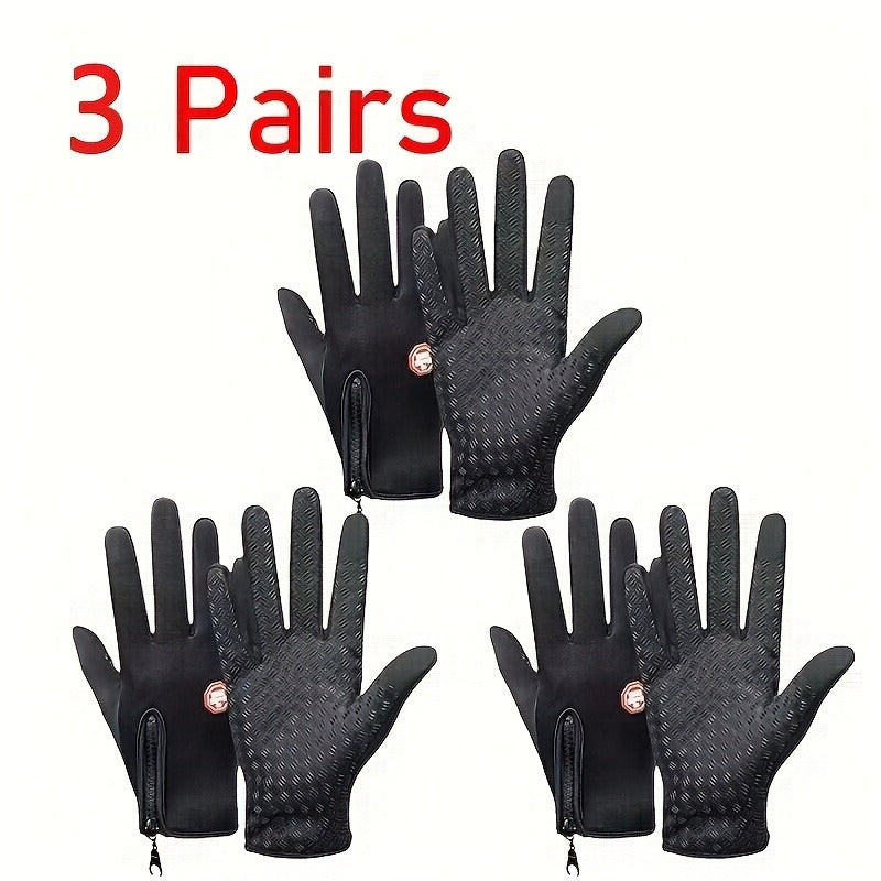 Thermal Touchscreen Gloves for Men & Women – Windproof Full-Finger Winter Gloves | Polyamide Warm Anti-Slip Outdoor Gloves | Available in 1 Pair or 3-Pack | S M L XL | Black Pink Blue
