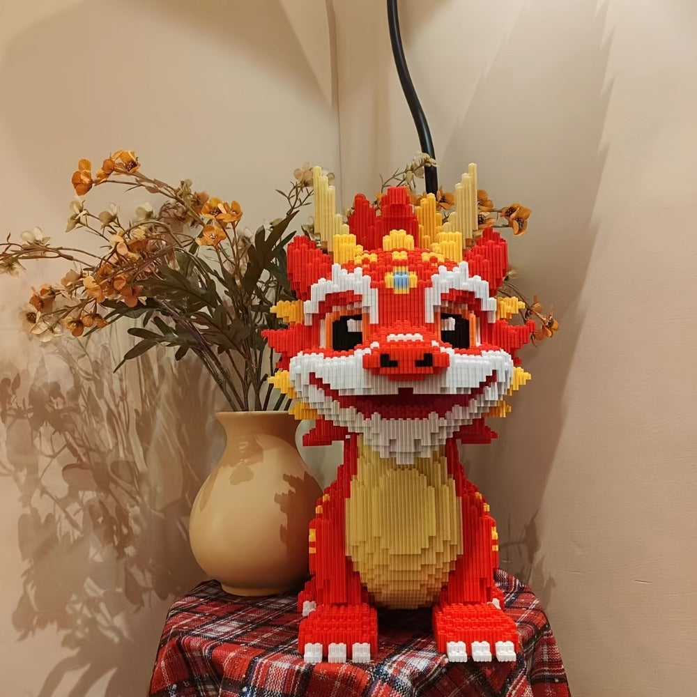 3D Chinese Dragon Model Assembly Set 4500pcs – DIY Build Mixed Color PP Festive Holiday Display Decoration Halloween Thanksgiving Christmas Easter School Home Decor Dragon Lover Gift Model 8843