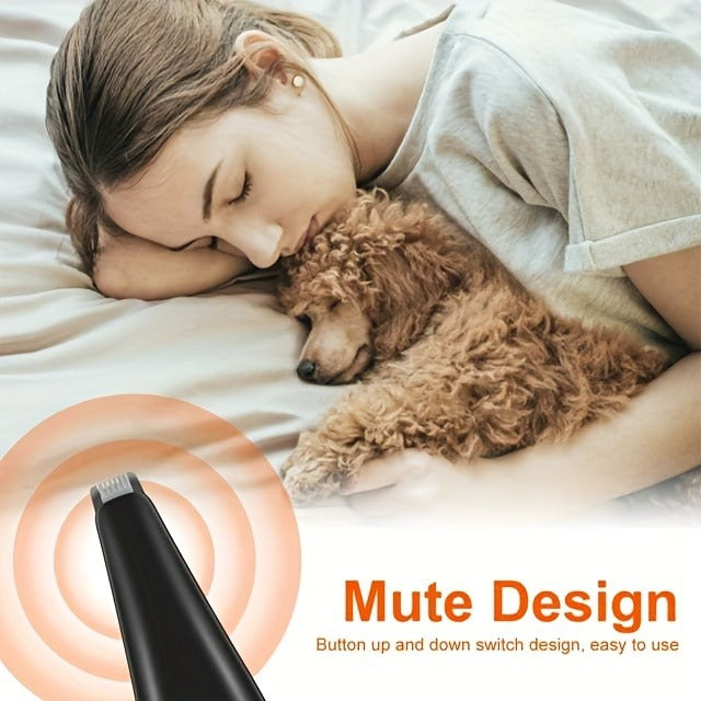 Pet Detail Trimmer Cordless USB Rechargeable - Ceramic Blade Precision Clipper for Dogs Cats Face Paws Ears Eyes Tail, Quiet Low Noise Mini Grooming Tool for Small Areas, Includes Brush & Lubricant