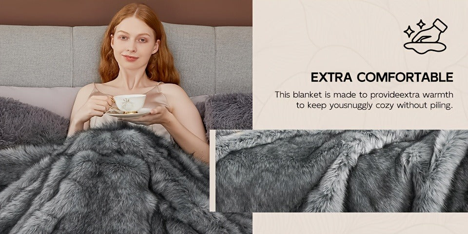 Faux Fur Throw Blanket 1060GSM Luxury - Super Soft Reversible Plush Mink Blanket for Bed Couch Sofa, Oversized Heavy Weight Cozy Blanket, Leopard Animal Print & Solid Colors, Throw & Twin Size