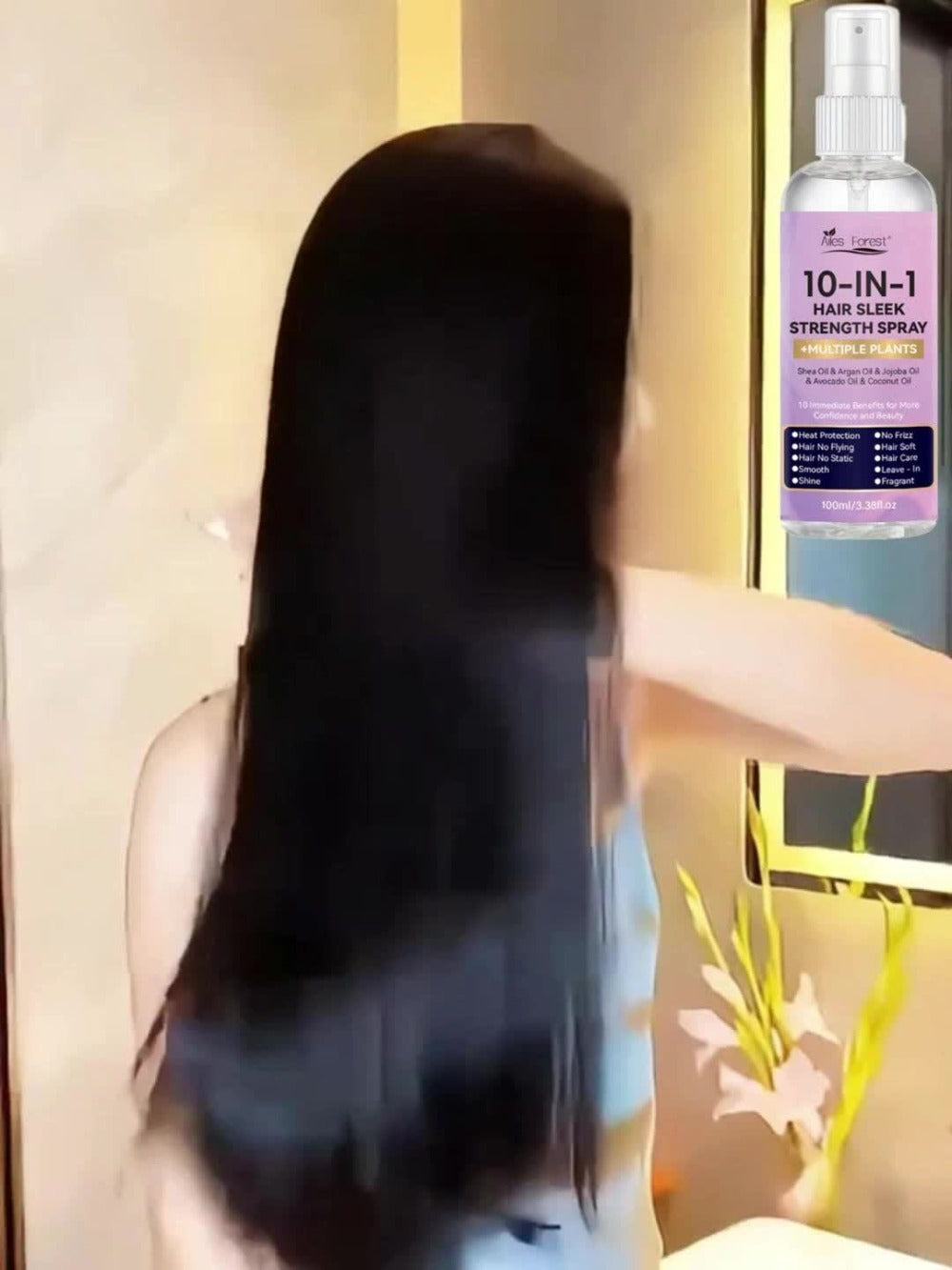 Leave-In Conditioner Spray 10-in-1 No-Rinse 100ml — Fragrance-Free Anti-Frizz Detangling Heat Protection, Plant-Based Formula for Dry Damaged & Color-Treated Hair, All Hair Types, Men & Women