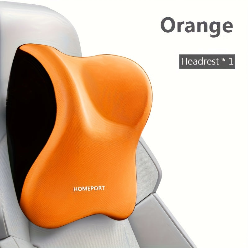 Car Headrest Neck Pillow 100% Memory Foam Ergonomic Support – Breathable Removable Washable Cover Adjustable Buckle for Driver Passenger Seat – Light Gray / Dark Gray / Black / Orange