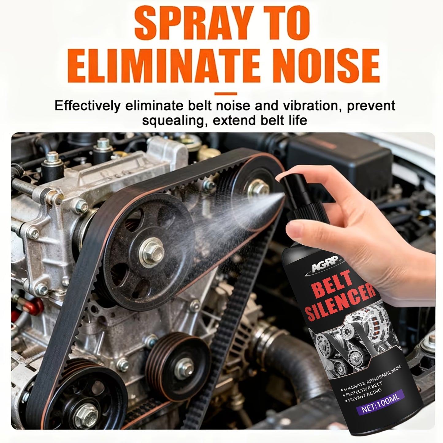 Engine Belt Conditioner - Powerful Noise Reduction & Wear Resistance, Multi-Purpose Transmission Part Elasticity Restorer with Anti-Aging Durable Coating