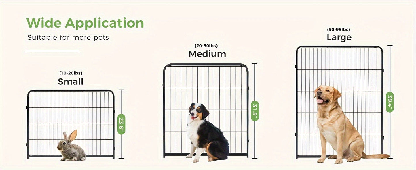 Metal Dog Playpen with Door DIY 8 or 16 Panel Foldable Pet Pen for Small Medium Large Dogs Puppies Easy Assemble Indoor Outdoor Use 24 32 40 Inch Height