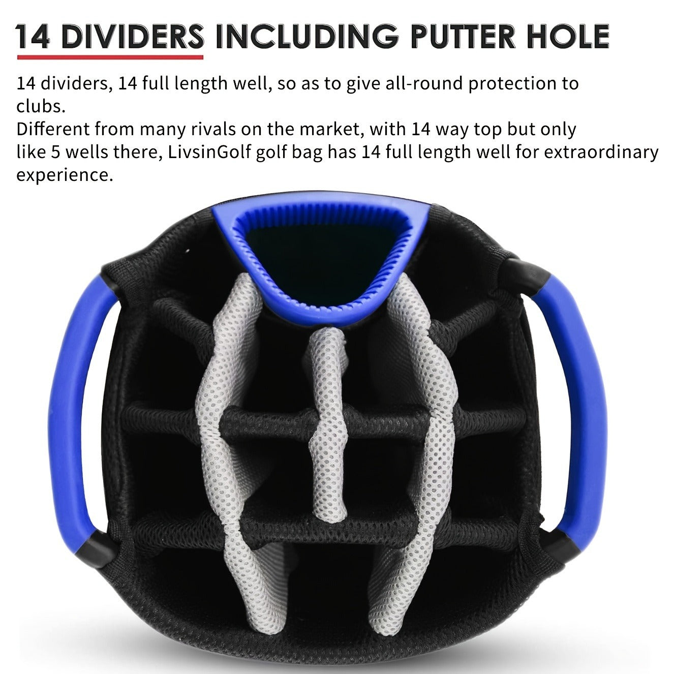 Golf Cart Bag with Full-Length Dividers – Sturdy Spacious Stand Bag with Multiple Pockets for Golf Club Organization, Accessories Storage, Men & Women Golfers