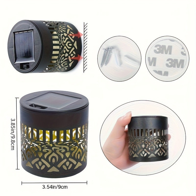 Solar Garden Lights Outdoor Waterproof IP65 Mandala LED Fence Wall Lights Metal Deck Step Lights for Yard Patio Courtyard Pathway Decoration Festival Gift 1/2/4 Pack