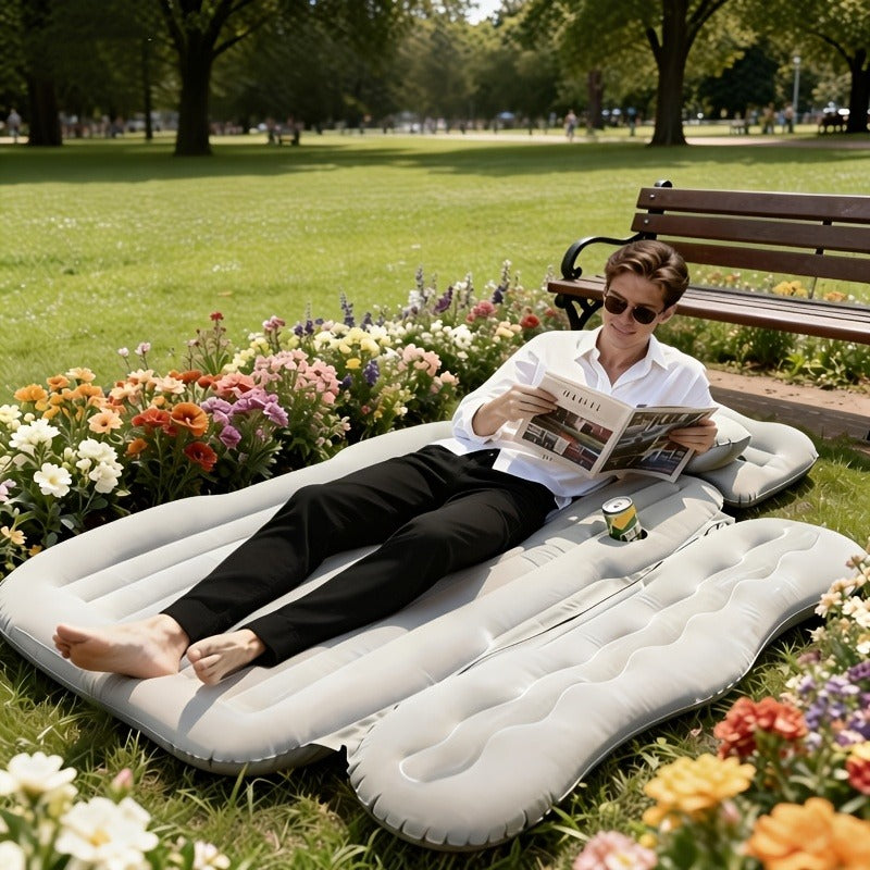 Car Inflatable Mattress SUV Back Seat Sleeping Pad Foldable Portable Travel Air Bed with Electric Pump Storage Bag Repair Kit for Camping Road Trip Outdoor Adventure Fits SUV Sedan MPV