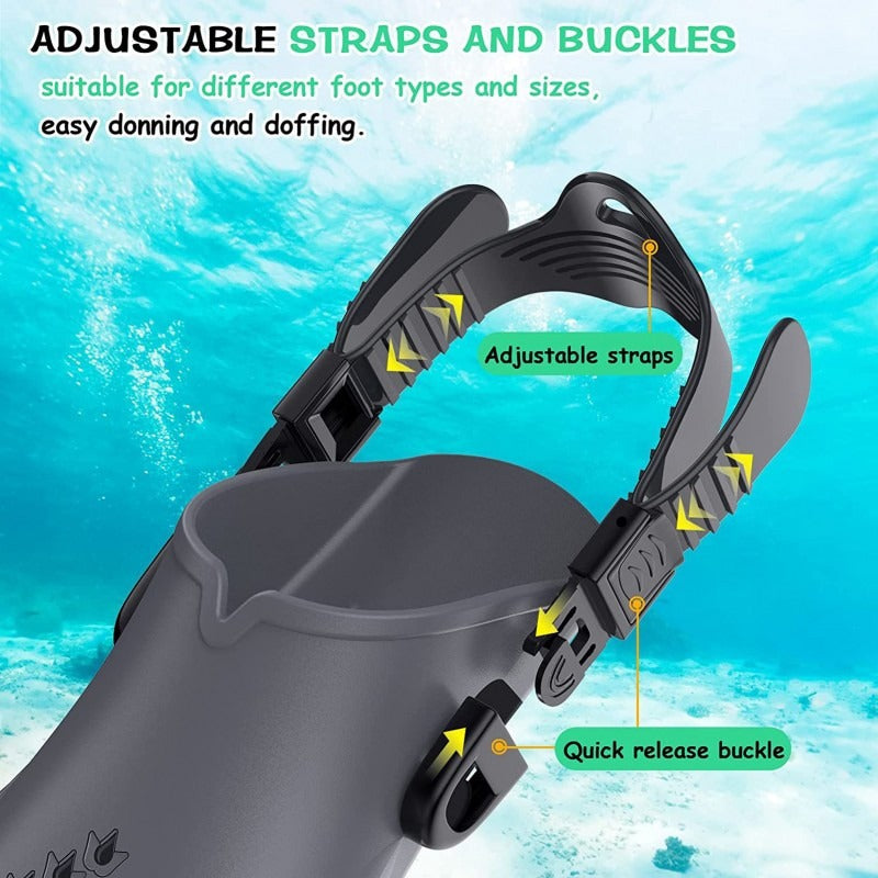 Adjustable Snorkel Diving Fins with Anti-Slip Lace-Up Design – Lightweight PP/TPR Open Heel Fins for Snorkeling Freediving Scuba Diving for Men Women Adults S/M & ML/XL