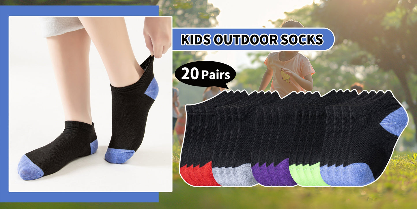 Kids' Athletic Ankle Socks - 20-Pair Pack