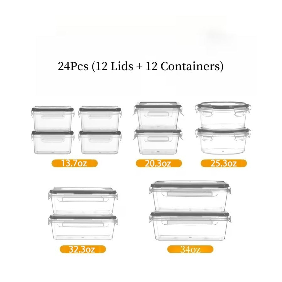 Sealed Food Storage Containers with Lids - Microwave Safe Outdoor Picnic Lunch Box Set for Salads, Fruits, Vegetables & Sandwiches, Durable Leak-Proof Meal Prep Containers, Available in 24/40/48pc Sets