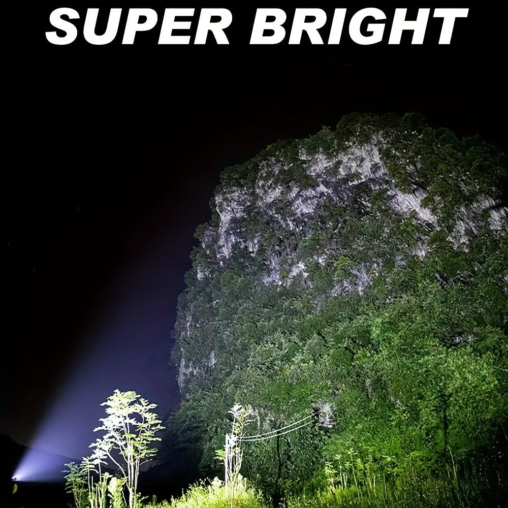 Rechargeable Solar Flashlight 2000 Lumen LED Torch with Power Bank USB-C Charging for Camping Hiking Outdoor Emergency