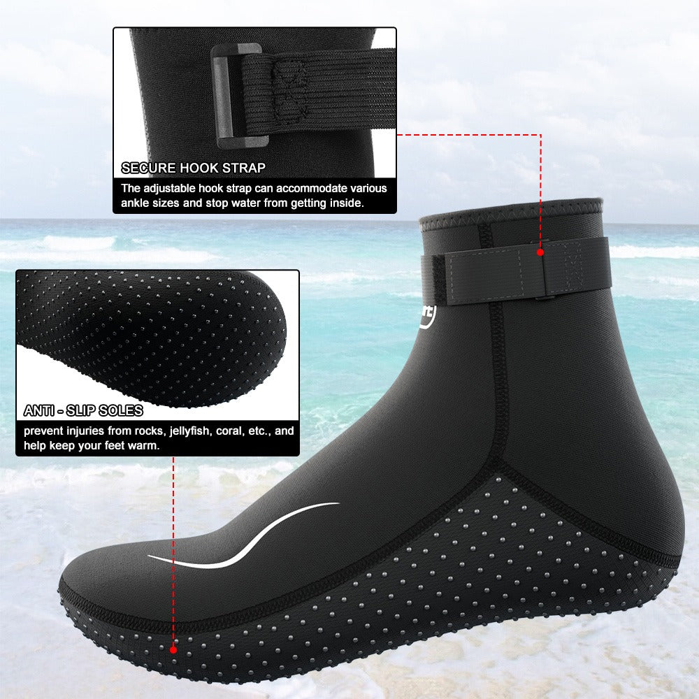 Neoprene Wetsuit Socks 3.5mm – High & Low Cut Water Booties, Non-Slip Anti-Abrasion for Diving Snorkeling Kayaking Beach Volleyball Surfing, S-XXL